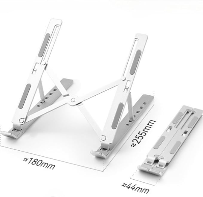 Portable Foldable Aluminum Alloy Tablet·Laptop Stand|7 Levels of Lifting·Non-Slip and wear-Resistant·Ultra-Thin and Lightweight·Essential for Office·Home·Travel·Students (Black,Aluminum Alloy)