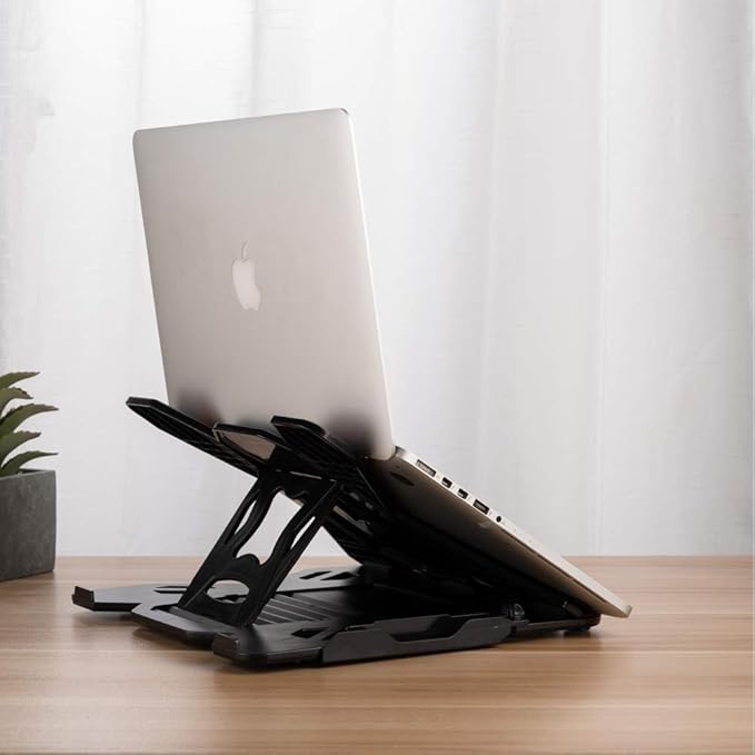 Ergonomic Adjustable Laptop Stand for Desk with Phone Holder & 360° Rotation - Foldable Portable Stand for 10-17" Laptops, MacBook Pro 16", Gaming Laptops, Tablets | Heavy-Duty & Ventilated Design