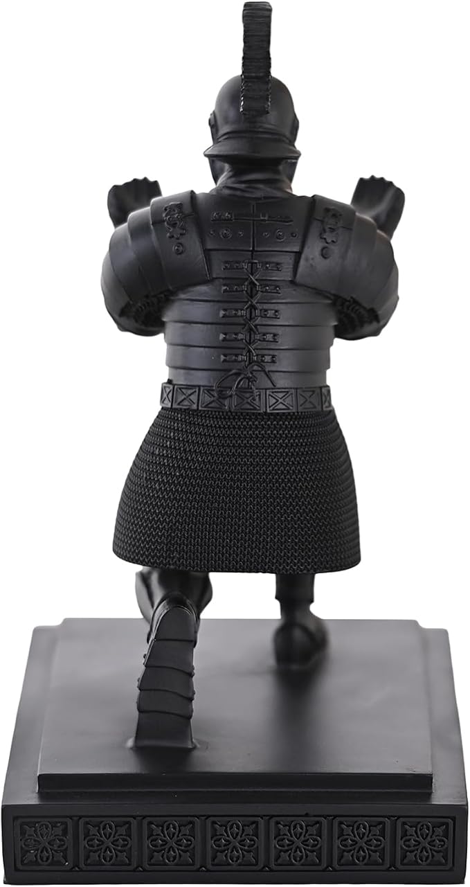 Roman Praetorian Warrior Knight Pen Holder Desk Ornament Resin Pencil Holder Desk Accessories and Organizer for Office with a Letter Opener (Black)