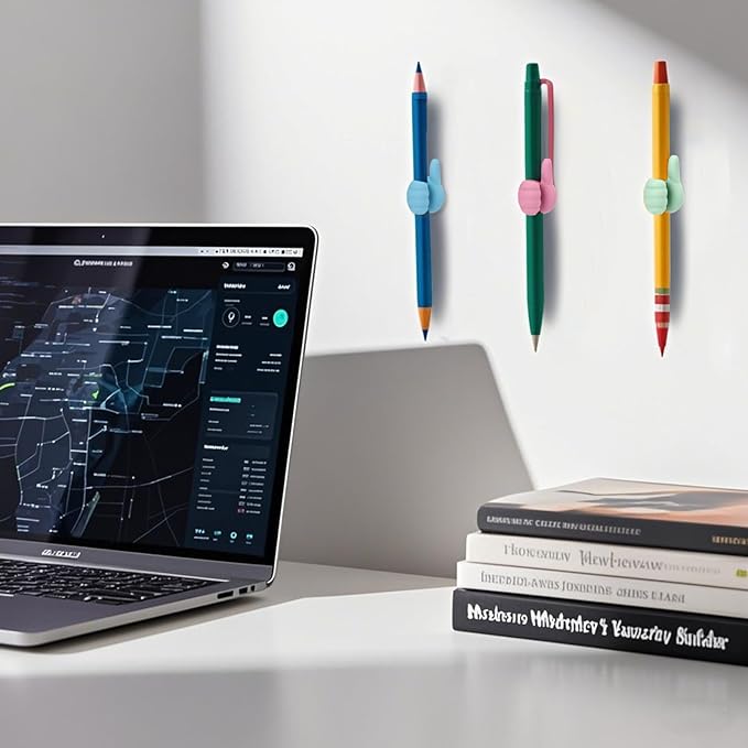 AIERSA Thumb Pencil Holder for Desk,10Pcs Pen Holders for Classroom Clipboard Attachment,Silicone Adhesive Pencil/Marker Clip Holder for School Student Kids Desk Teacher Office Accessories