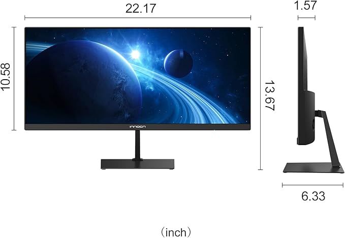 INNOCN 23 Inch Widescreen Computer Monitor WFHD 2560 x 1080p HDMI DisplayPort PC Monitor, Tilt Adjustable, Eye Care, Black