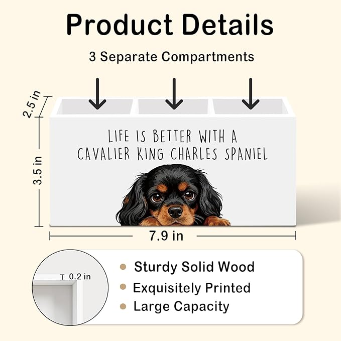 King Charles Cavalier Dog Gifts Pen Pencil Holder for Desk, Funny Dog Lovers Gift Office Desk Accessories,Life Is Better with a Cavalier King Charles Spaniel Pen Holder Organizer for Home