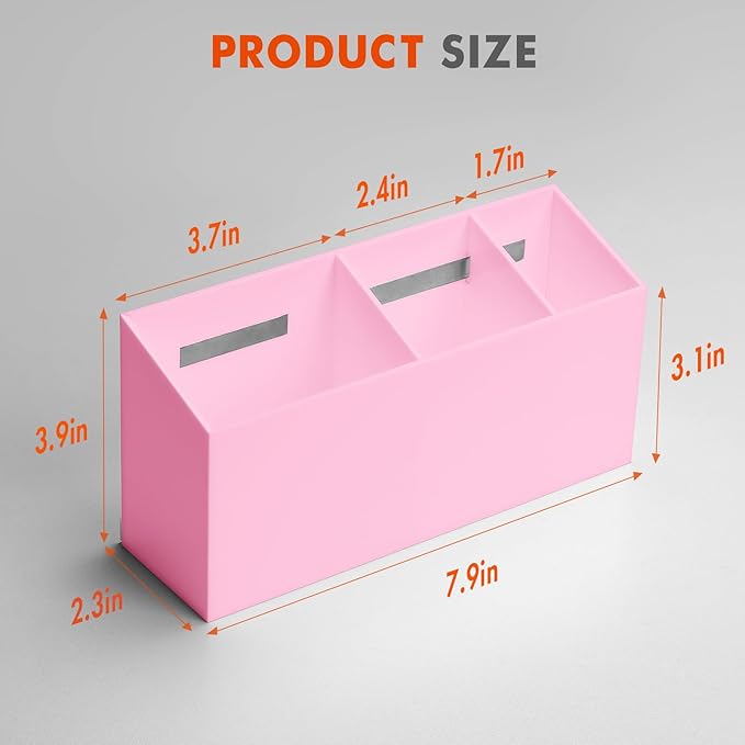 Magnetic Dry Erase Marker Holder, Acrylic Magnet Pen Holder for Whiteboard, Refrigerator, Magnetic Fridge Organizer for Office, Classroom, Whiteboard Maker Holder, Locker Organizer-Pink