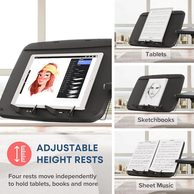 LEVO G2 V16 Rolling Laptop Workstation Stand Cart with Mouse Tray and Phone Holder for Bed Couch Recliner or Chair, Adjustable Mobile Desk for Remote Office Reading and Study