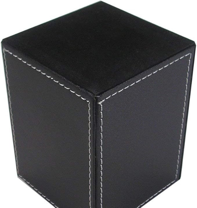KINGFOM PU Leather Square Pens Pencils Holder Cup Desktop Stationery Organizer Case Office Accessories Container Box (black)