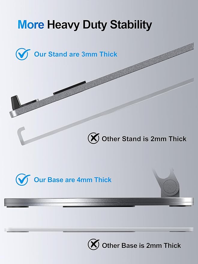 Laptop Stand for Desk, 360° Rotating & Height Adjustable Ergonomic Computer Riser with Aluminum Cooling Vents for 10-16 inch MacBook, Dell, Lenovo (Foldable, Portable for Office & Home) - Gray