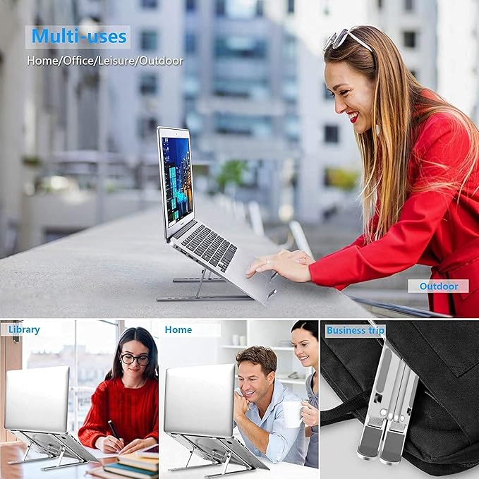 Adjustable Laptop Stand,Ergonomic Laptop Holder,Foldable Laptop Stand,Compatible with MacBook Air/Pro, Dell, HP, Lenovo & All Laptops,Ergonomic Design,Portable & Sturdy