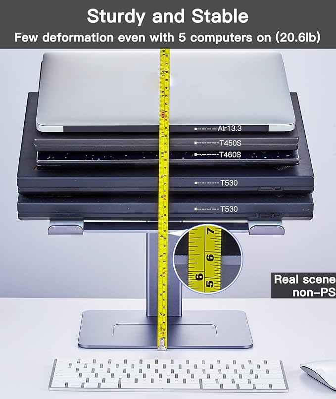 Adjustable Laptop Stand for Desk, DJ Laptop Stand Adjustable Height, Laptop Raised Stand for Standing & Sitting Mode, Tall, Strong and Airflow Even Laptop Riser for 17 inch(Gray)