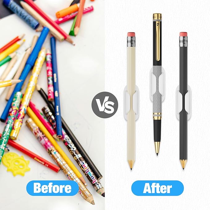 Adhesive Pencil Holders for Desk Silicone Pen Holder Organizer for Desk Accessories,Teacher Supplies for Classroom, Office, School Accessories,Notebook, WallS or Clipboards(10PCS,White)