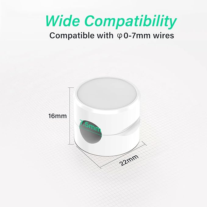 Cable Organizer Clips, 6 Pack Adhesive Cable Management Holders with Double-Sided Tape, Non-Rotating Cord Organizer for Desk, Office, Home to Tidy Charging Cables, Computer Wires (White)