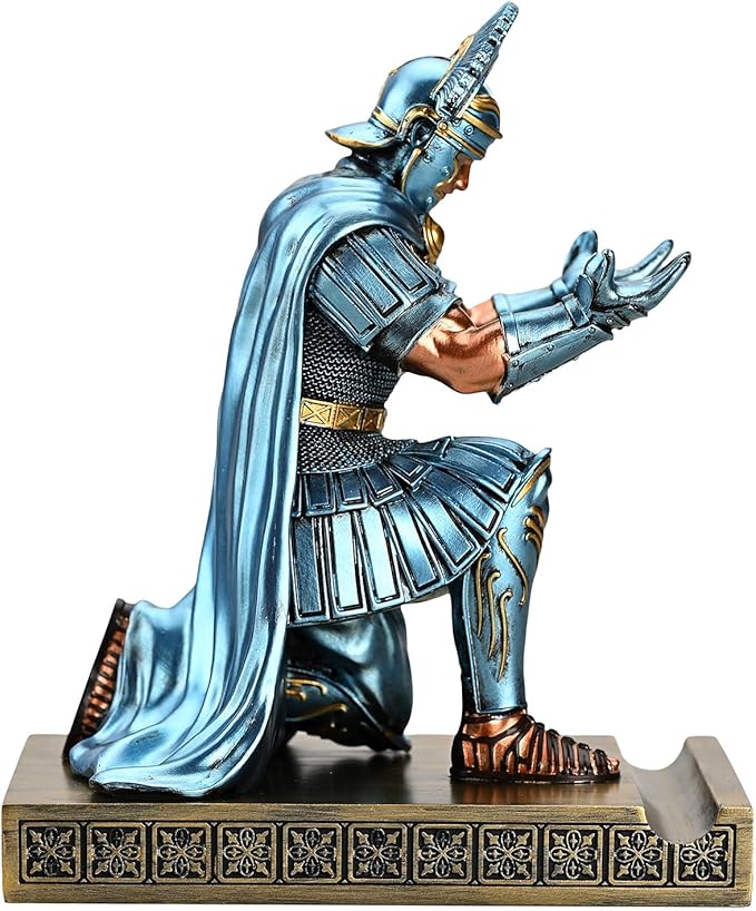 Centurion Cloak Warrior Knight Pen Holder Mobile Phone Stand Desk Organizers and Accessories as Gift for Office and Home (Blue)