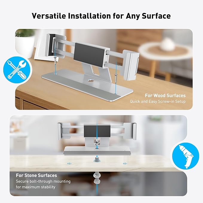 AboveTEK Laptop Locking Station, Premium Aluminum MacBook Security Lock with High-Security Copper Cylinder, Anti-Theft Computer Lock for All 11"-17" No-Slot Notebooks, Non-Slip Base for Public Spaces