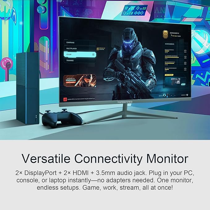 32 Inch 4K UHD Monitor, 3840 x 2160 Fast IPS Computer Monitor, 3000:1 Contrast, sRGB 120%, Blue Light Filter, Free-Sync, Zero Frame Screen With HDMI, DisplayPort for Home and Office, VESA(100x100mm)