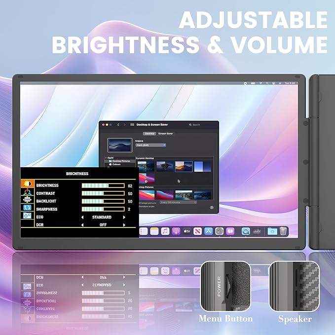 KEFEYA 15.6" Laptop Screen Extender, Includes Power Bank, FHD 1080P IPS Triple Laptop Monitor Extender for 13-17" Laptops, Plug & Play with HDMI/USB-A/TYPE-C/Hub, Compatible with Windows, Mac, Android