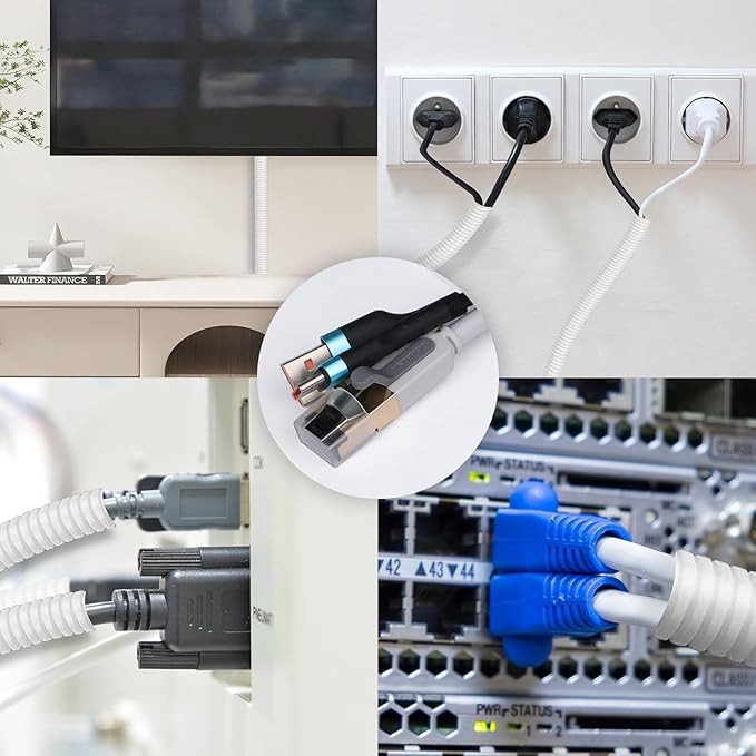 50 FT Wire Loom 1/2 Inch, Split Wire Loom Tubing Wire Conduit with Installation Tool, Flexible Wire Protector Tubing – White