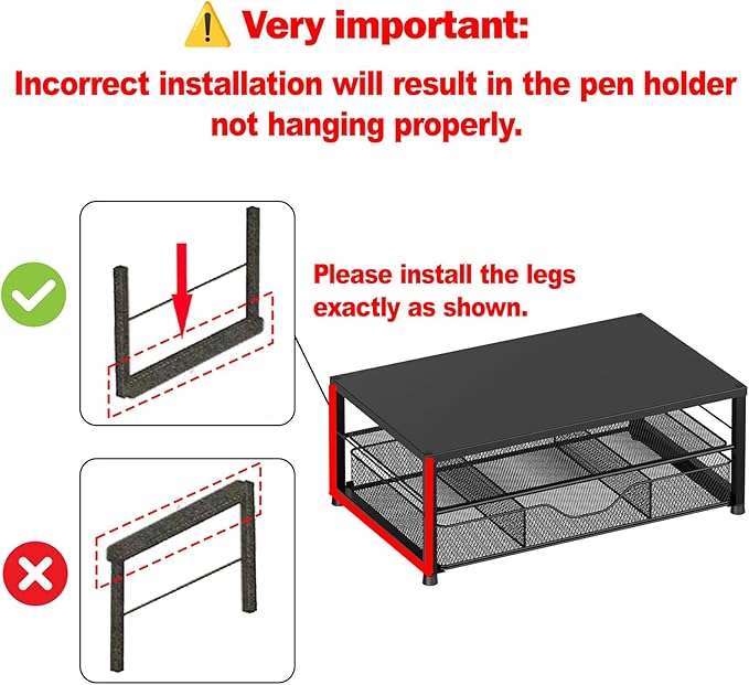 OPNICE Desk Organizer and Accessories, 2-Tier Computer Monitor Stand Riser with Drawer and 2 Pen Holders, Laptop Stand, Office Desk Accessories for Office Supplies, Black