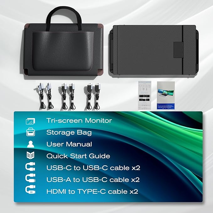 Teamgee 14.3" Laptop Screen Extender, FHD 1080P IPS Portable Monitor with Foldable Stand & Speakers, Compatible with 13”-17” Laptops (Diagonal), HDMI/USB-A/Type-C, for Windows/Mac/Chrome/Switch