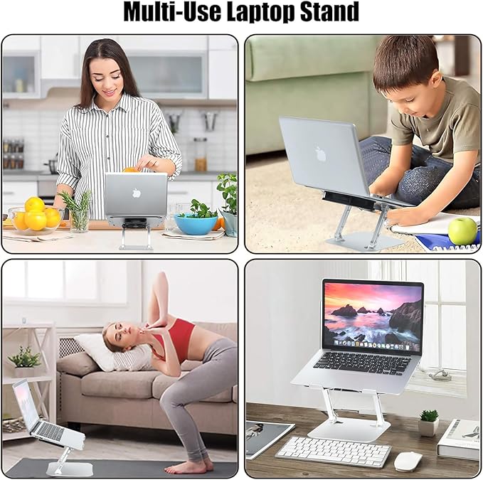 Adjustable Laptop Stand with Cooling Fan, Aluminium Alloy Multi-Angle Computer Holder for Desk, Portable Notebook Metal Mount Compatible with MacBook, Air, Pro, Dell, Alienware All Laptops 11"-17.3"