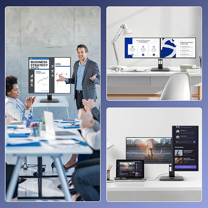 DEPGI 21" Laptop Screen Extender, Freestanding Laptop Screen Extender, 2x21 FHD IPS Extended Monitor Versatile Dual & One-Click Mirror Modes for All 13-17" Laptops (Mac/Windows/M1-M3 Compatible)