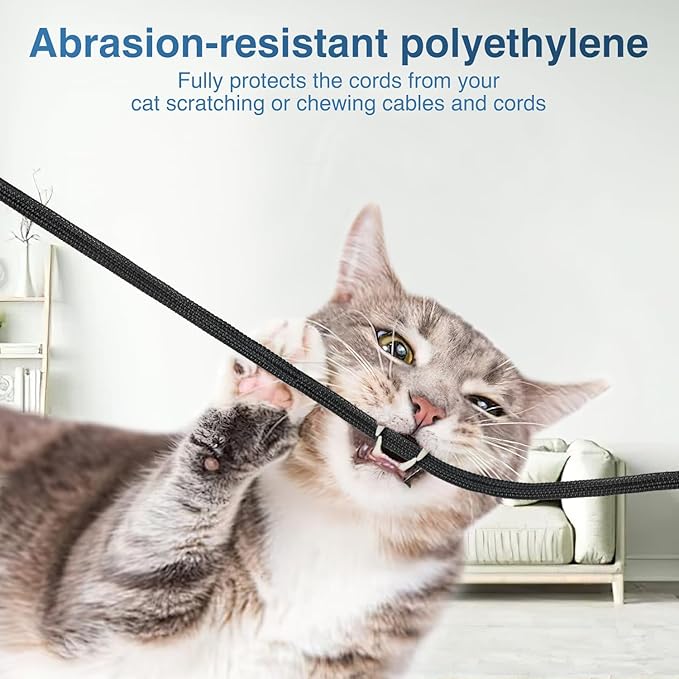 Nilight Cable Sleeve, 10ft-1/4inch Cord Management Sleeves, Braided Sleeving, Split Self Wrapping Wire Loom for Computer Electrical Automotive Harness Protector Organizer, Black