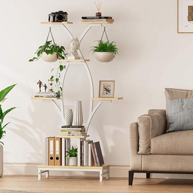 Plant Stand Indoor with Grow Lights - 7 Tiered Metal Corner Shelf for Multiple Plants, 63" Corner Plant Stand for Indoor Plants, X-Shaped Plant Rack for Home, Living Room, Office & Patio Decor