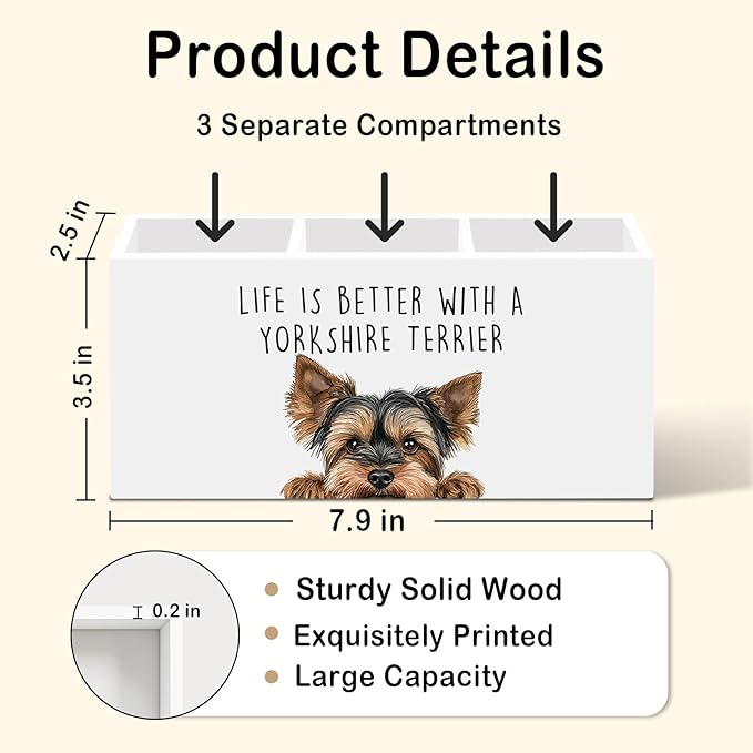 Yorkshire Terrier Gifts Dog Pen Pencil Holder for Desk, Funny Yorkie Dog Gift Office Desk Accessories, Life Is Better with a Yorkshire Terrier Pen Holders Organizer for Women Bathroom Decor