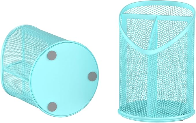 2 Pack Pen Holder Mesh Round Pencil (Blue)