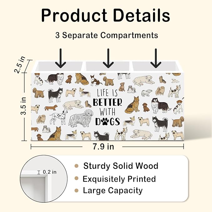 Dog Pen Pencil Holder for Desk, Life Is Better with Dogs Office Desk Accessories, Funny Cute Dogs Animal Toothbrush Pen Holders Organizer for Dog Lovers Office Classroom Bathroom