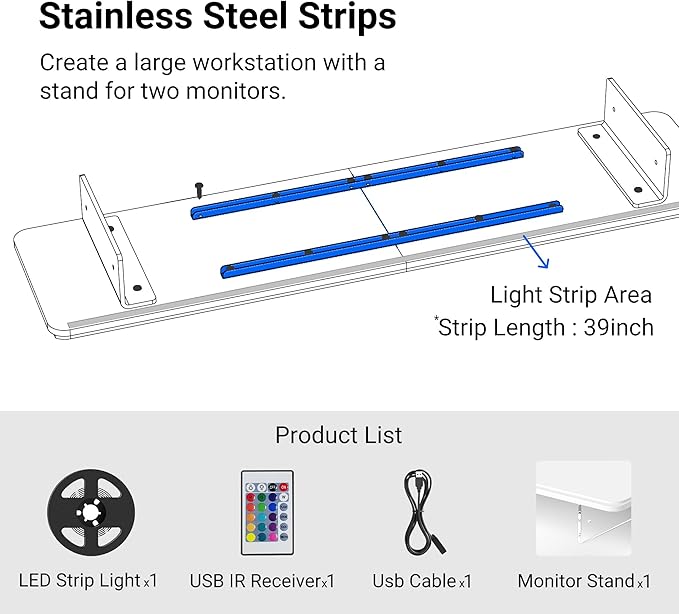 Monitor Stand Riser,31.5-Inch LED Light Wood Computer Monitor Stand with Adjustable Acrylic Legs,Desk Accessories Desktop Organizer Stand for, Computer,Laptop,Printer,PC TV Screen Riser,White