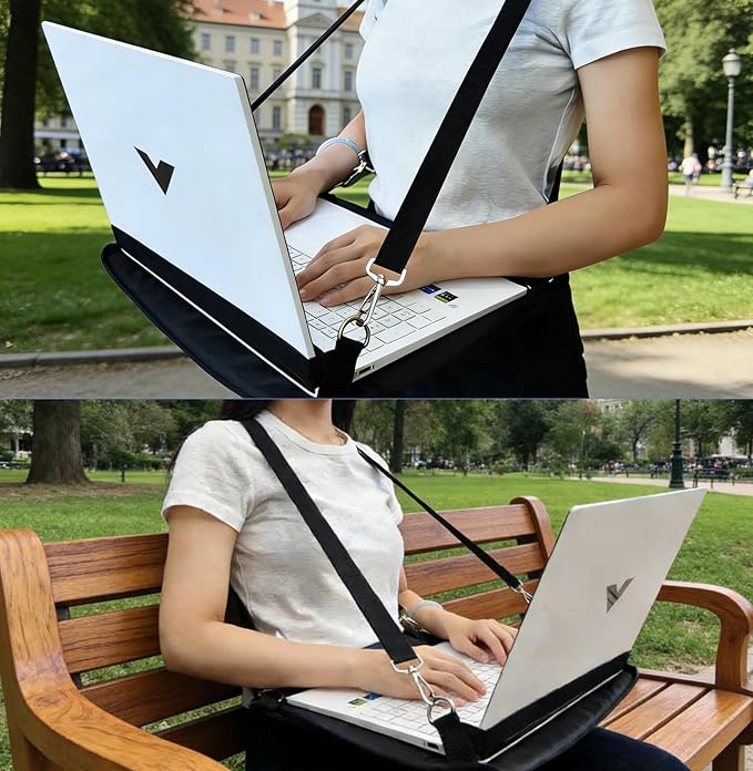 Portable Laptop Harness for Walking,16" Adjustable Wearable Laptop Stand,Secure Walking Laptop Harness Easily fits with Flexible Strap for Tablets E-Readers Notebook Notepad Standing Desk