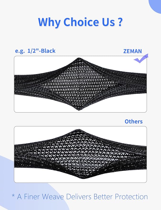 Cable Management Split Wire Loom Sleeve - Cord Hider & Protector for Desk, Pet Chew Proof, Wire Cover Organizer, Flexible Tube for Wires and Cables (3/4 & 1/2 Inch 10FT, White)