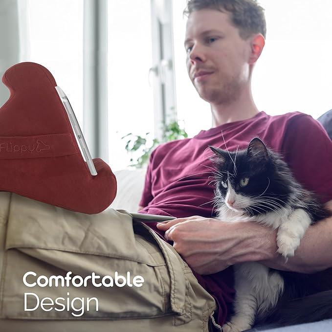 Flippy Original Tablet Pillow Stand & iPad Holder, Gift for Book Lovers & Readers, Multi-Angle Stand with Storage for Lap, Desk & Bed, Compatible with Kindle, Fire, iPad & Samsung, Nebbiolo