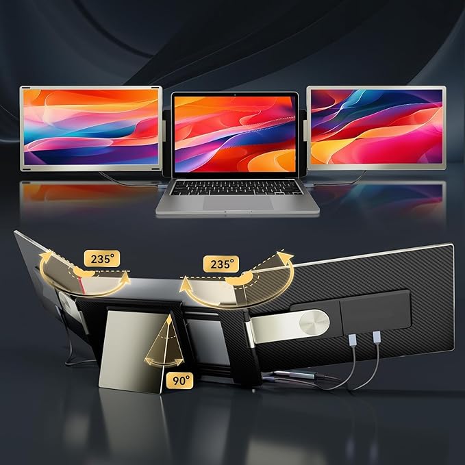 Teamgee 15.6" Laptop Screen Extender | Portable Monitor for 13-17” Mac/Windows Laptops | 120% sRGB FHD, Metal Stand, 235° Rotation, Ideal for Hybrid Work