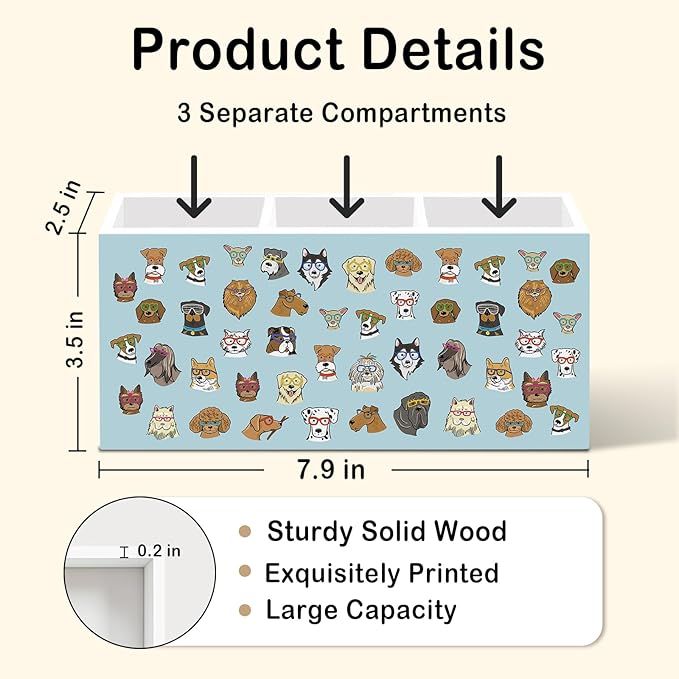 Funny Dog Pen Pencil Holder for Desk, Cute Dogs Office Desk Accessories, Funny Dogs Animal Makeup Brush Toothbrush Holders Organizer for Dog Lovers Women Office Classroom Bathroom