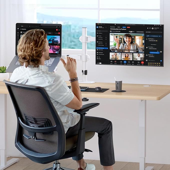 suptek Adjustable 13 to 18 inch Laptop VESA Arm Mount Tray for Monitor Arms and Stands (Tray Only),Fits 75x75/ 100x100 mm VESA Mount Holes,and Supports Weight up to 10lbs,White(TP007W)