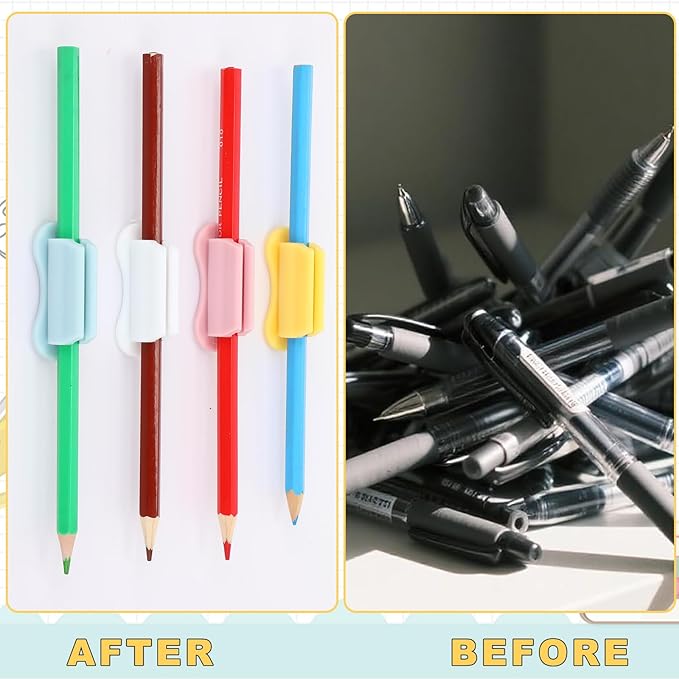 Sherr 24 Pack Adhesive Pencil Holders for Desk Upgraded Pen Holder for Desk Silicone Flexible Adhesive Marker Organizer Clipboard Classroom School Office Accessories Teacher Supplies (Vivid)