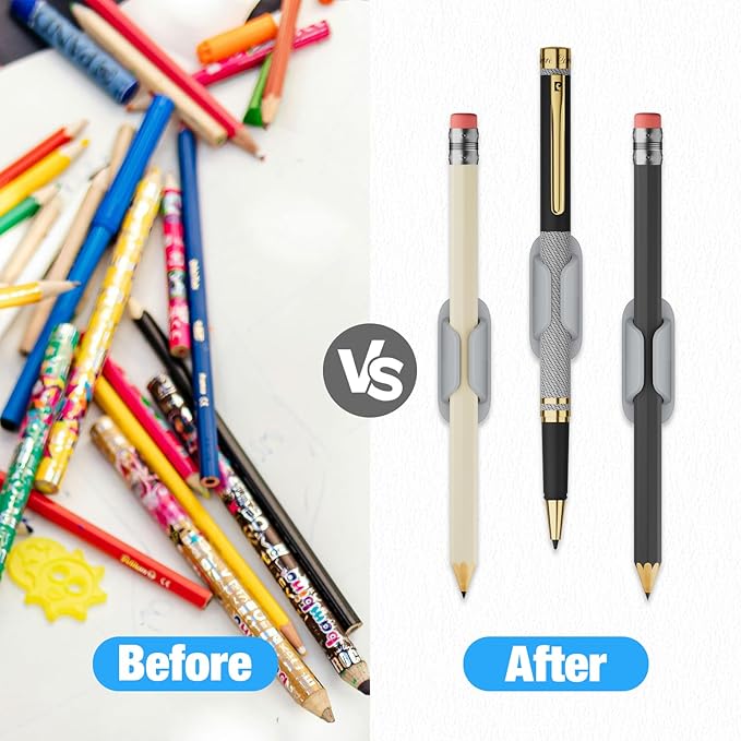 Adhesive Pencil Holders for Desk Silicone Pen Holder Organizer for Desk Accessories,Teacher Supplies for Classroom, Office, School Accessories,Notebook, WallS or Clipboards(10PCS,Grey)