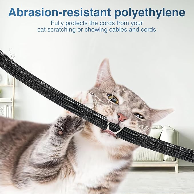 Nilight Cable Sleeve, 25ft-1inch Cord Management Sleeves, Braided Sleeving, Split Self Wrapping Wire Loom for Computer Electrical Automotive Harness Protector Organizer, Black