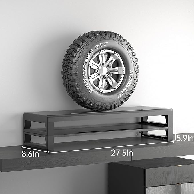 All-in-One Dual Monitor Stand Riser, 5USB Ports and WirelessCharging Pad for MonitorsDesk Organizer for PC, iMac (Wireless Charging, Two-layer 700mm)