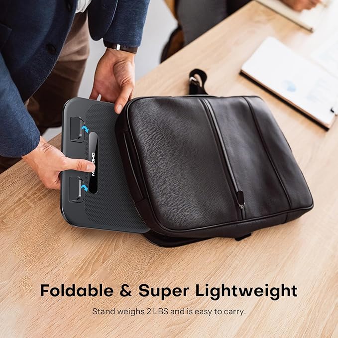 OMOTON Laptop Stand for Desk with 360° Rotating Base, Ergonomic Laptop Riser for Collaborative Work, Easy Storage, Fit MacBook/Laptops up to 14 inches, Black