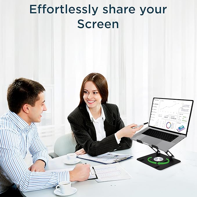 Uncaged Ergonomics Swivel Laptop Stand for Desk, Adjustable Computer iPad Stand for Desk w/ 360 Rotation, Portable Laptop Holder for Home Office Ergonomic Supplies (Black)