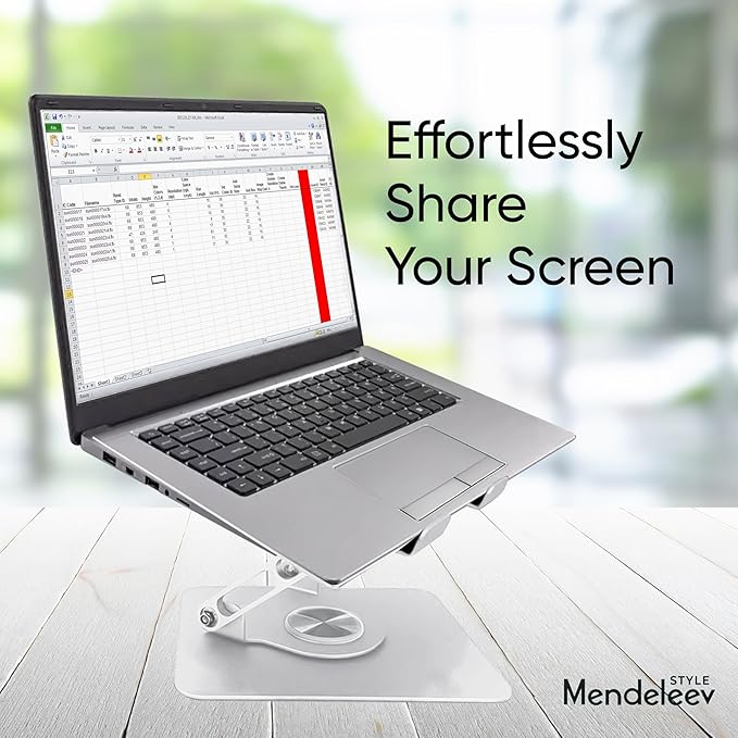 Silver Laptop Stand for Desk with 360 Rotating Base Compatible with MacBook Pro/Air Notebook up to 16 Inches Computer Stand for Laptop Ergonimic Foldable Riser for Desk