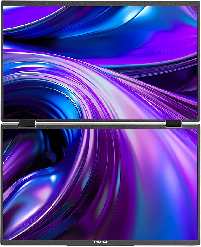 SideTrak Solo Book 15.6" Foldable Dual Screen Portable Monitor - FHD Portable Stacked Monitor, External Display for Laptop, Extender with Stacked Dual Monitors for Mac, PC, and Chromebook