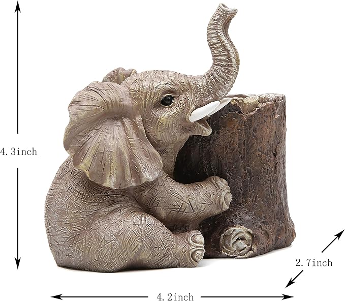 Hodao Elephant Decorations for Home Desk Organizer Gold Graduation Gifts Elephant Pen Holder