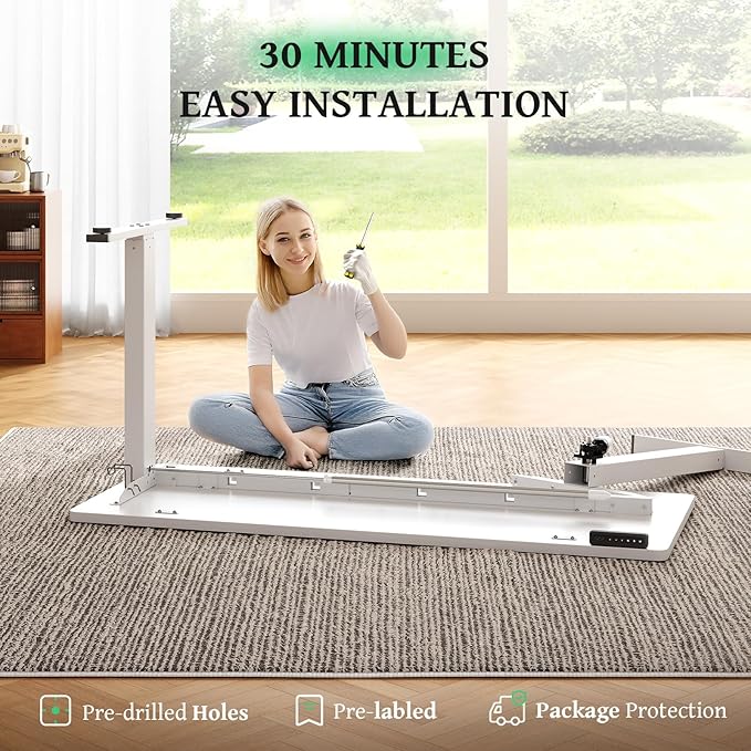 SIAGO Electric Standing Desk Adjustable - 48 x 24 Inch Sit Stand up Desk with 0.8 Inch Thick Tabletop - Adjustable Height Table with 3 Memory Preset, Cable Management for Home Office