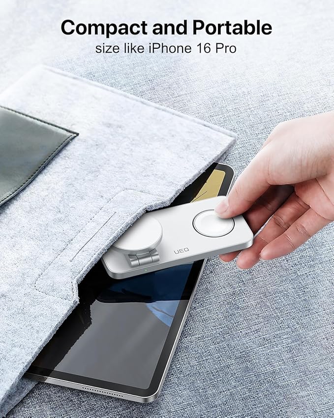 Foldable 3 in 1 Wireless Charging Station for Apple Compatible with Magsafe Charger Stand,Magnetic Wireless Charger Station for iPhone 17 Air 16 15 14 13 12 Series,Airpods Pro,Apple Watch (White)