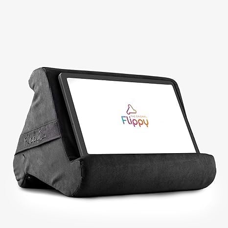 Flippy Original Tablet Pillow Stand & iPad Holder, Gift for Book Lovers & Readers, Multi-Angle Stand with Storage for Lap, Desk & Bed, Compatible with Kindle, Fire, iPad & Samsung, Smokey