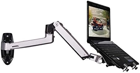 XSJ8012WT Aluminum Alloy Mechanical Spring Arm Wall Mount Laptop Holder Full Motion Laptop Mount Arm Monitor Stand (Black)