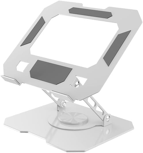 Adjustable Laptop Stand for Desk - 360° Rotating Ergonomic Laptop Riser, Foldable Portable Computer Stand Fits MacBook Air/Pro 10-16 Inch Laptops (Black) (White)