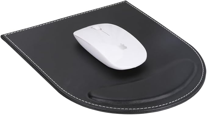 KINGFOM 5PCS Desk Organizer and Accessories Set, Pu Leather Office Supplies with Multifunction Desktop Organizer Storage Box, Tissue Holder, Mouse Pad, Note Paper Holder, Pencil Holder for Desk Black